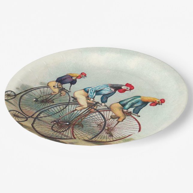 Plato De Papel Gallos que montan las bicis altas (Angular)
