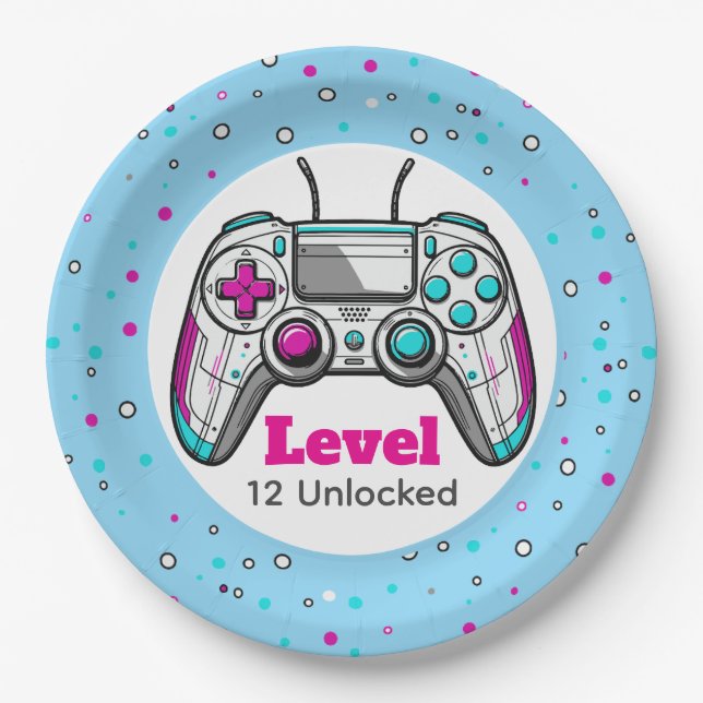 Plato De Papel Gamer Level up Video Game Controller Birthday (Anverso)