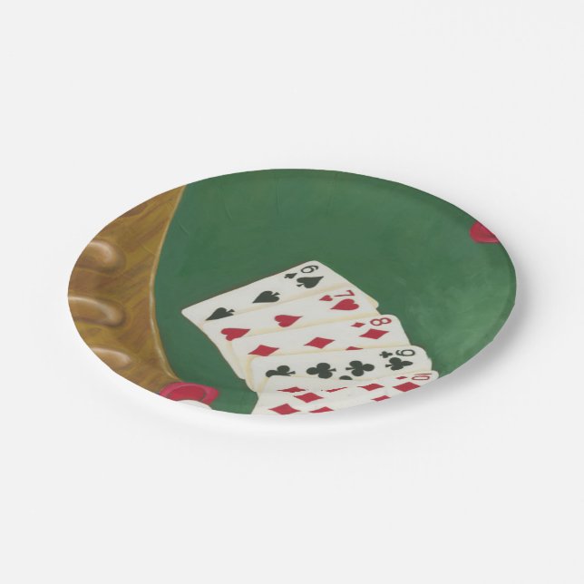 Plato De Papel Ganando mano de póquer seis a diez (Angular)