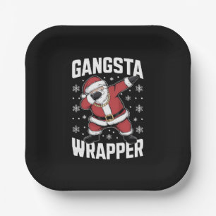 Plato De Papel Gangsta Wrapper Funny Dabbing Santa Navidades