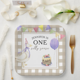 Plato De Papel Ganso acuarela cumpleaños 1