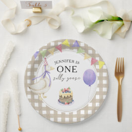 Plato De Papel Ganso acuarela cumpleaños 1