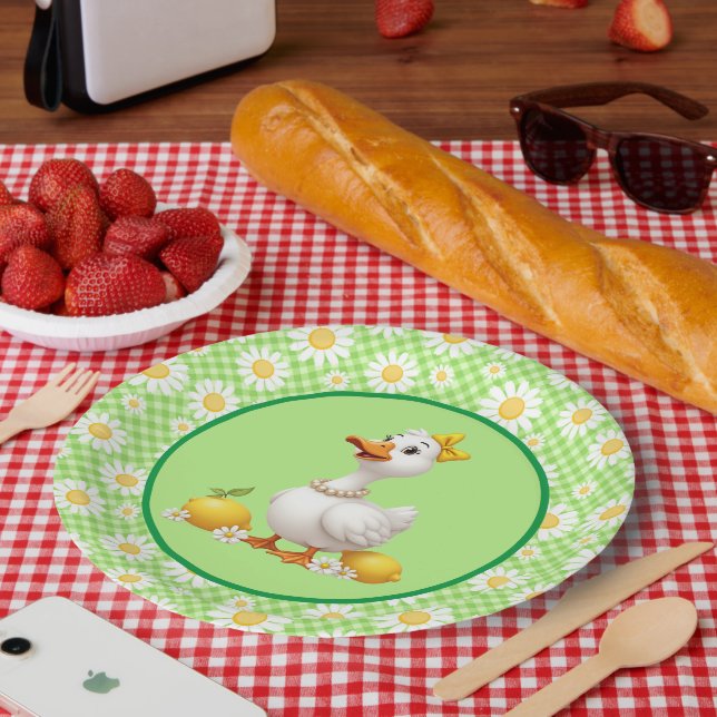 Plato De Papel Ganso de margarita de primavera (Picnic)