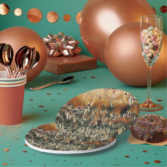 Plato De Papel Gansos y patos vagan arte (Multi)