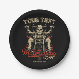 Plato De Papel Garag de la tienda de motocicletas Skeleton person