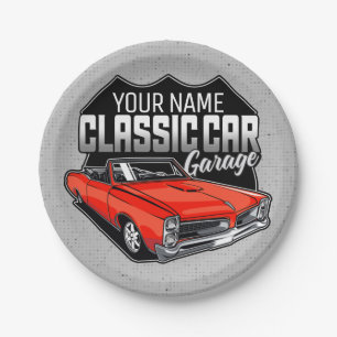 Plato De Papel Garaje de coche clásico convertible personalizado