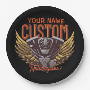 Plato De Papel Garaje de motocicleta personalizada Eagle Wings Bi