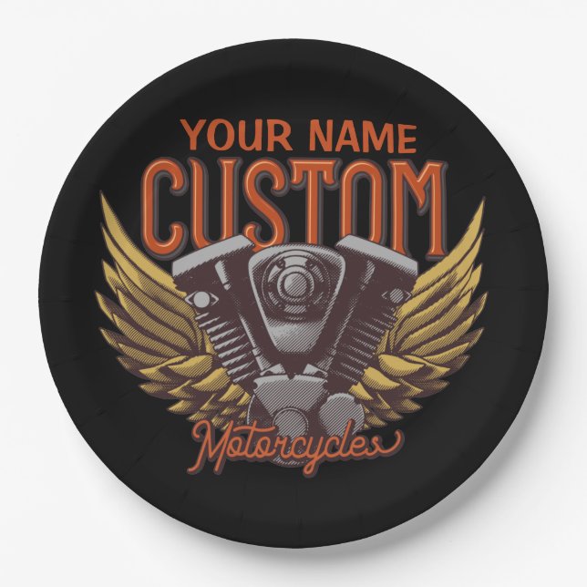Plato De Papel Garaje de motocicleta personalizada Eagle Wings Bi (Anverso)