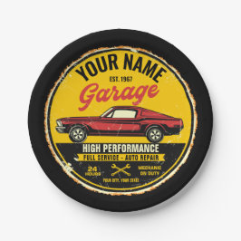 Plato De Papel Garaje Fastback Red Classic para coches personaliz