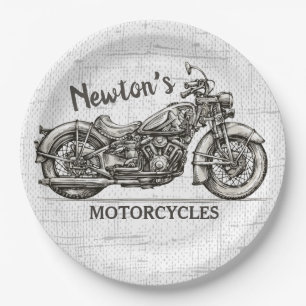 Plato De Papel Garaje para motociclistas con nombre personalizado