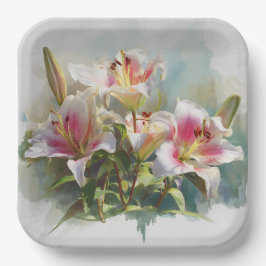 Plato De Papel Garden Lilies