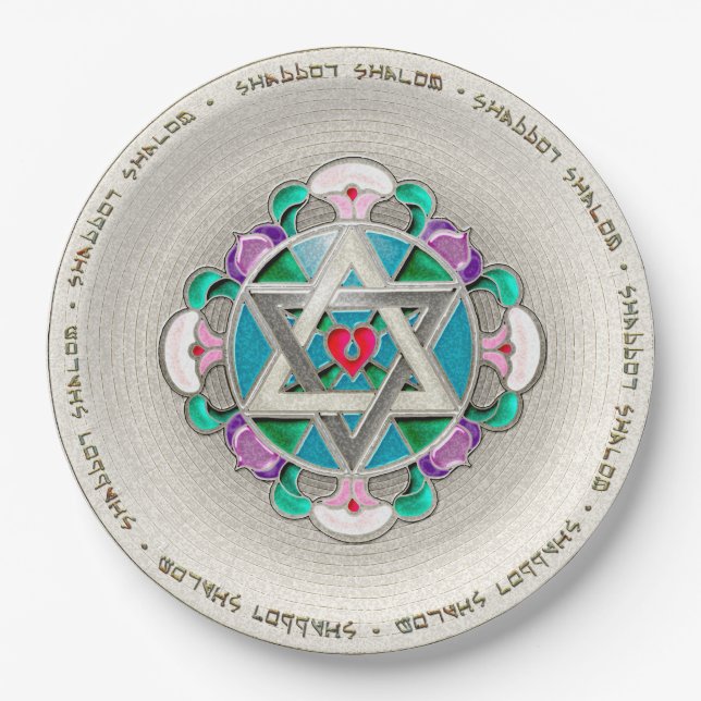 Plato De Papel Garden Star Shabbos (Anverso)