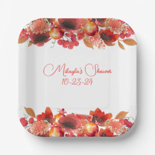 Plato De Papel Garland acuarela de frutas y bayas