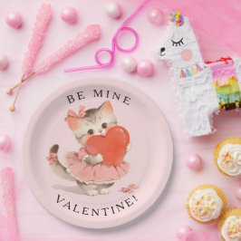 Plato De Papel Gata Coqueta Vintage Sé Mía San Valentín