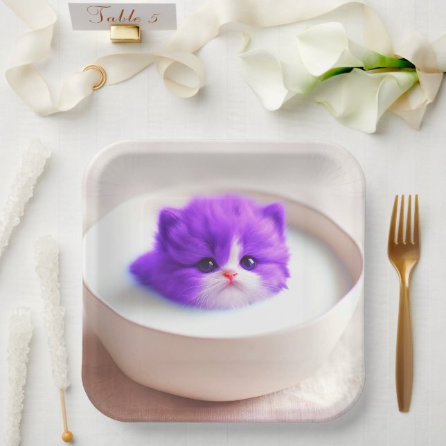 Plato De Papel Gatito (Boda)