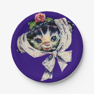 Plato De Papel gatito adorable en un gorra gatito