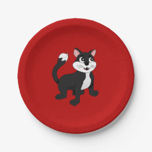 Plato De Papel Gatito de dibujos animados lindo