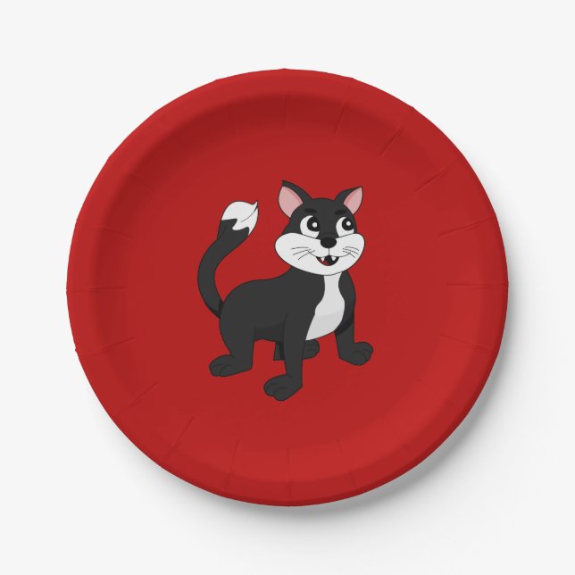 Plato De Papel Gatito de dibujos animados lindo (Anverso)