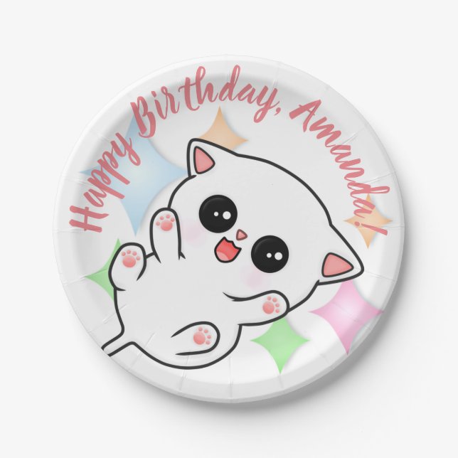 Plato De Papel Gatito de tiempo de frob Belly (Anverso)