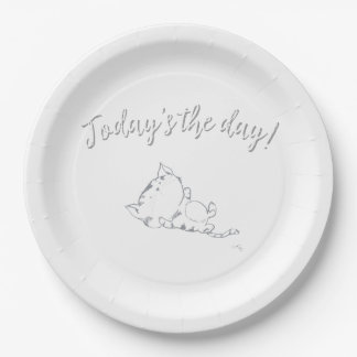 Plato De Papel Gatito Juguetón - ¡Hoy es el día!