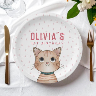 Plato De Papel Gatito marrón