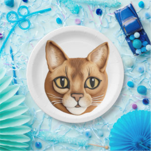 Plato De Papel Gato Abisinio Inspirado en 3D