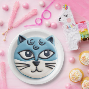 Plato De Papel Gato Azul Oriental 3D Inspirado