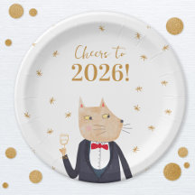 Gato brinda por el Año Nuevo 2026