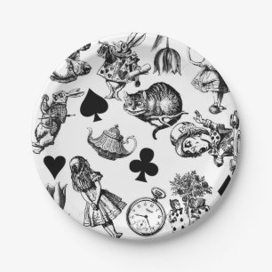 Plato De Papel Gato Cheshire de Alice White Rabbit