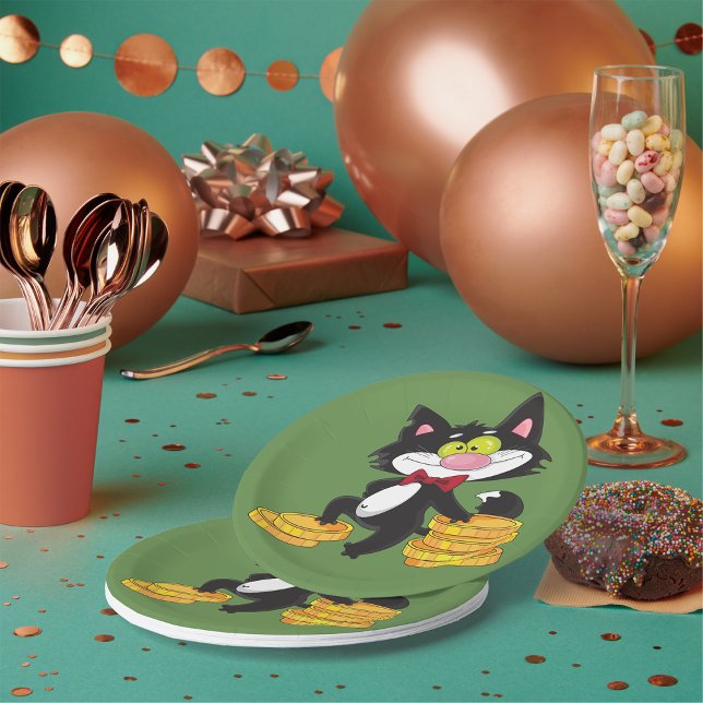 Plato De Papel Gato con placas de papel moneda (Subido por el creador)