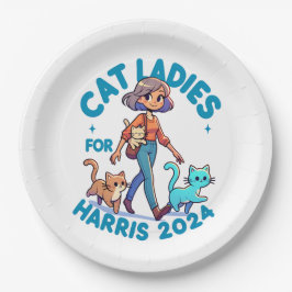 Plato De Papel Gato Damas Camina Con Kamala Harris Cute