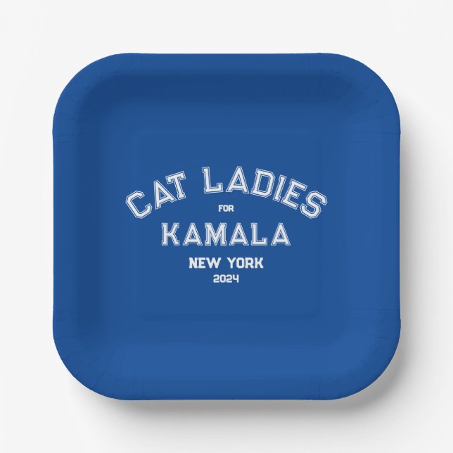 Plato De Papel Gato Damas Para Kamala 2024 Personalizado Fiesta A (Anverso)