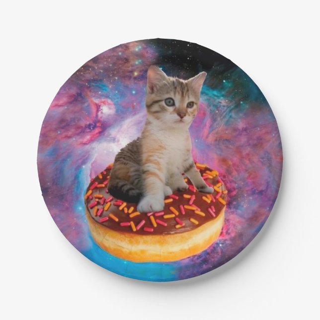 Plato De Papel Gato de donut - amante de donut (Anverso)