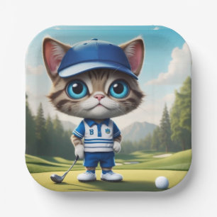 Plato De Papel Gato de golf