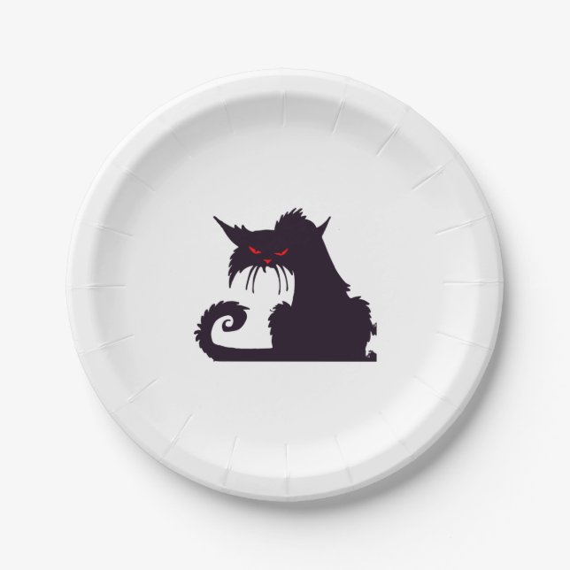Plato De Papel Gato de Halloween (Anverso)