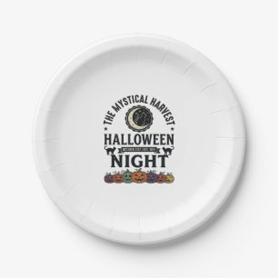 Plato De Papel Gato de Halloween Gatos Negros Calabazas Vintage D