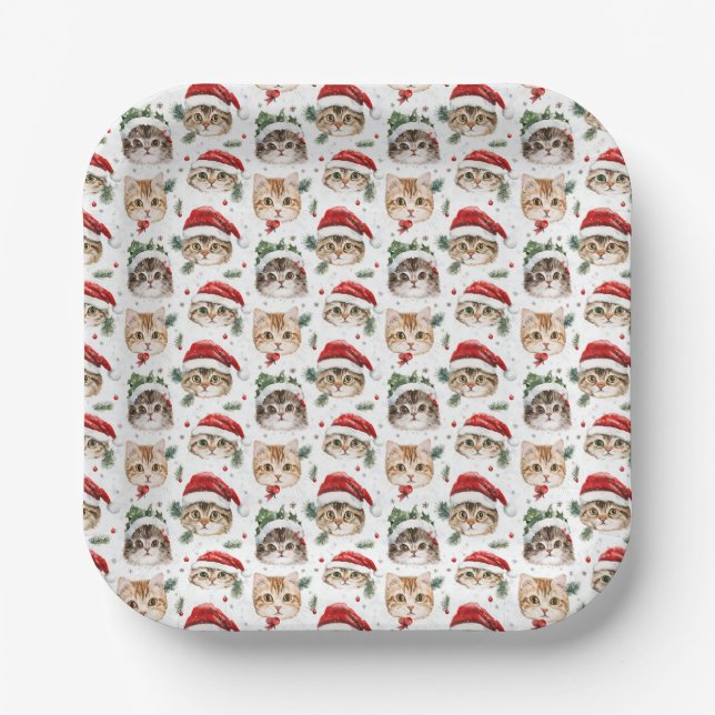 Plato De Papel Gato de navidades (Anverso)