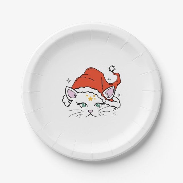 Plato De Papel Gato de navidades (Anverso)