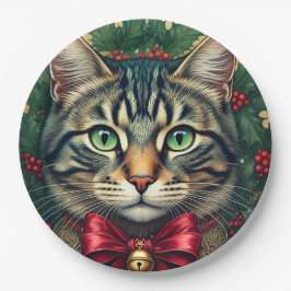 Plato De Papel Gato de navidades 2024