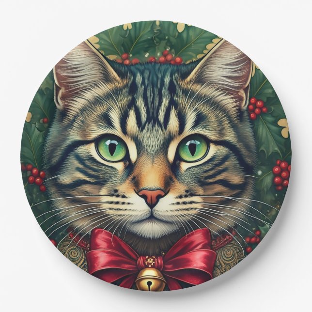 Plato De Papel Gato de navidades 2024 (Anverso)