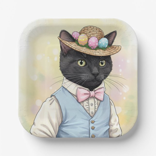 Plato De Papel Gato de Pascua (Anverso)