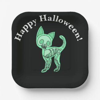 Plato De Papel Gato de slime Halloween Feliz Halloween