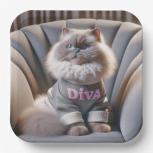 Plato De Papel Gato diva del Himalaya