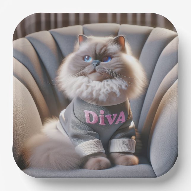 Plato De Papel Gato diva del Himalaya (Anverso)