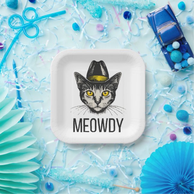 Plato De Papel Gato Divertido Miau (Fiesta)