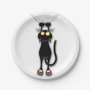 Plato De Papel Gato divertido personaje rascando tela