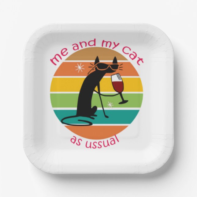 Plato De Papel Gato gracioso (Anverso)