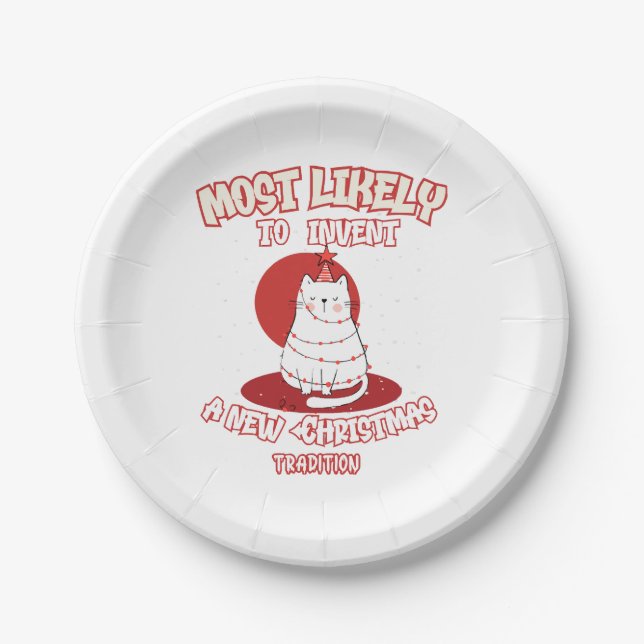 Plato De Papel Gato gracioso que probablemente inventará nuevos N (Anverso)