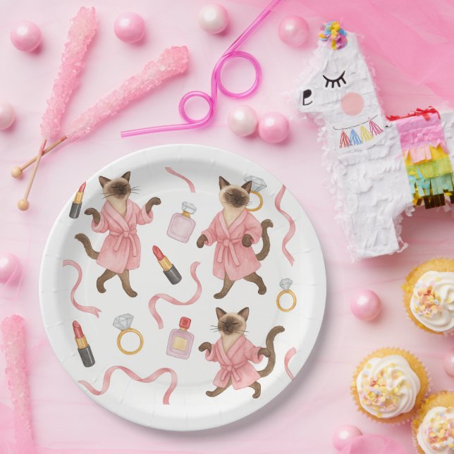 Plato De Papel Gato inventado ARTISTA para mujer Chica Lady gatos (Fiesta)