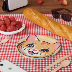 Plato De Papel Gato lindo Gatito animales de compañía Fiesta de c